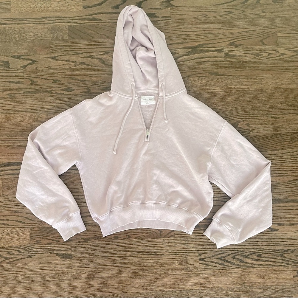 Aritiza Wilfred Cropped Purple Sweatshirt Hoodie